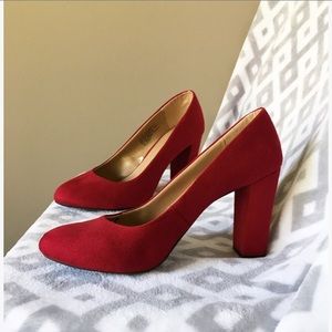 Berry Red Block Heels